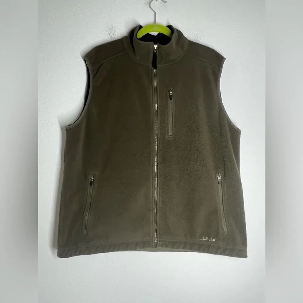L.L. Bean Vest Polertec Zip Front Pockets Drawstring Waist Mens Size Large